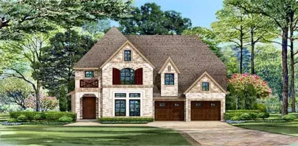 European house plans 63-401 - front exterior, 3,436 sq ft, 3 bed, 3 bath house plans | Monster House Plans