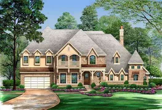 European house plans 63-413 - front exterior, 4,463 sq ft, 4 bed, 4 bath house plans | Monster House Plans