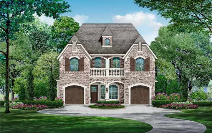 French Country house plans 63-417 - front exterior, 4,679 sq ft, 3 bed, 3 bath house plans | Monster House Plans