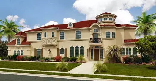 Mediterranean house plans 63-426 - front exterior, 4,686 sq ft, 4 bed, 4 bath house plans | Monster House Plans