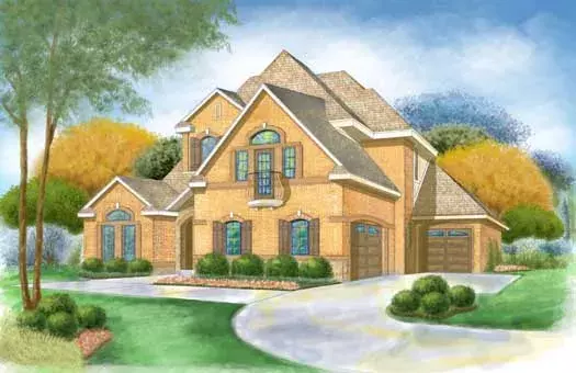 European house plans 63-428 - front exterior, 3,459 sq ft, 4 bed, 4 bath house plans | Monster House Plans