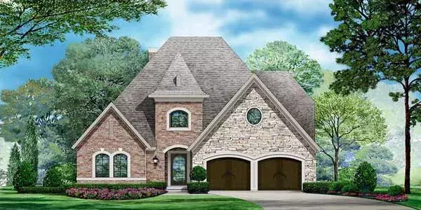 European house plans 63-432 - front exterior, 3,499 sq ft, 3 bed, 3 bath house plans | Monster House Plans