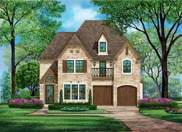 European house plans 63-435 - front exterior, 3,603 sq ft, 3 bed, 2 bath house plans | Monster House Plans