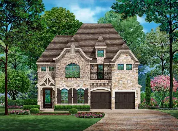 European house plans 63-436 - front exterior, 3,603 sq ft, 3 bed, 2 bath house plans | Monster House Plans