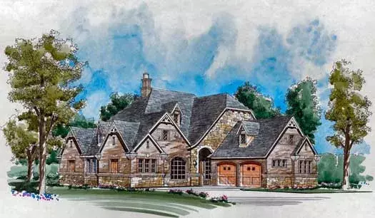 French Country house plans 63-438 - front exterior, 3,546 sq ft, 3 bed, 3 bath house plans | Monster House Plans