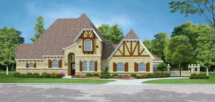 Tudor house plans 63-467 - front exterior, 2,947 sq ft, 3 bed, 3 bath house plans | Monster House Plans