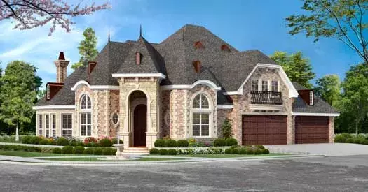 European house plans 63-469 - front exterior, 3,043 sq ft, 3 bed, 3 bath house plans | Monster House Plans