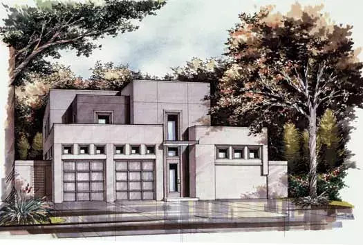Modern house plans 63-496 - front exterior, 4,580 sq ft, 4 bed, 4 bath house plans | Monster House Plans