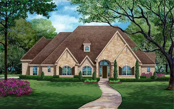 European house plans 63-507 - front exterior, 4,222 sq ft, 4 bed, 3 bath house plans | Monster House Plans