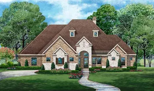 European house plans 63-508 - front exterior, 3,895 sq ft, 4 bed, 4 bath house plans | Monster House Plans