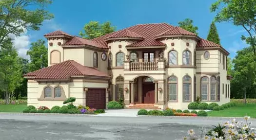 Mediterranean house plans 63-524 - front exterior, 5,351 sq ft, 5 bed, 5 bath house plans | Monster House Plans