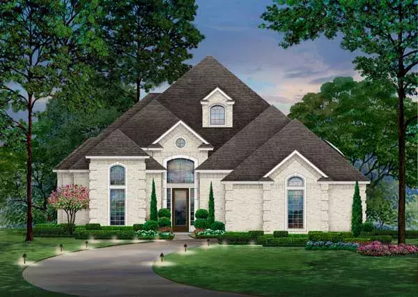 European house plans 63-541 - front exterior, 2,867 sq ft, 3 bed, 3 bath house plans | Monster House Plans