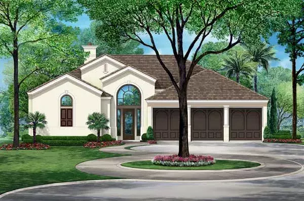 Mediterranean house plans 63-542 - front exterior, 2,836 sq ft, 3 bed, 3 bath house plans | Monster House Plans