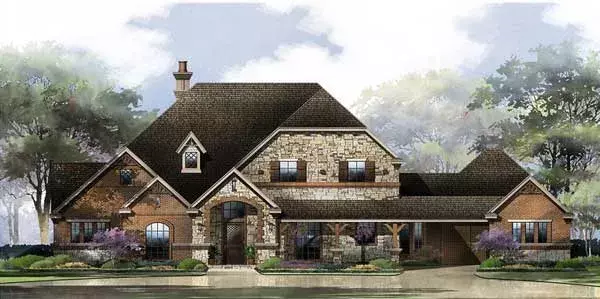 European house plans 63-549 - front exterior, 3,573 sq ft, 4 bed, 4 bath house plans | Monster House Plans