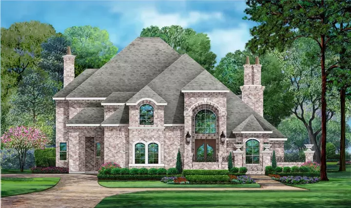 European house plans 63-552 - front exterior, 4,589 sq ft, 5 bed, 4 bath house plans | Monster House Plans