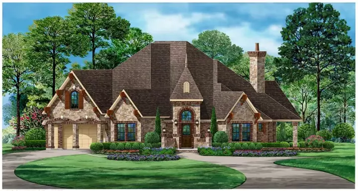 European house plans 63-556 - front exterior, 3,118 sq ft, 3 bed, 4 bath house plans | Monster House Plans