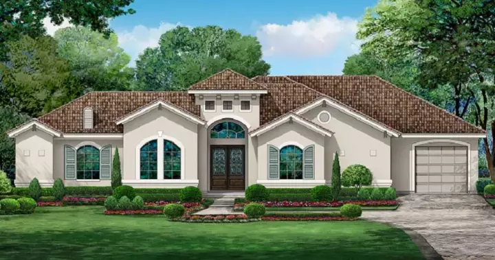 Mediterranean house plans 63-558 - front exterior, 3,153 sq ft, 4 bed, 3 bath house plans | Monster House Plans