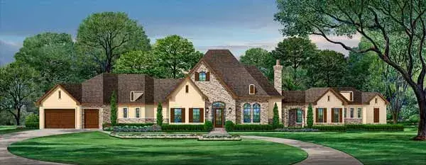 European house plans 63-565 - front exterior, 3,715 sq ft, 4 bed, 3 bath house plans | Monster House Plans