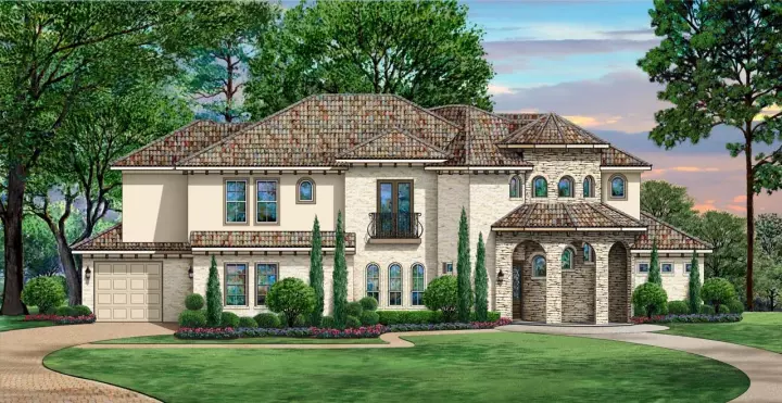 Mediterranean house plans 63-568 - front exterior, 4,673 sq ft, 4 bed, 5 bath house plans | Monster House Plans