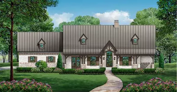 Mountain Rustic house plans 63-569 - front exterior, 2,668 sq ft, 3 bed, 2 bath house plans | Monster House Plans