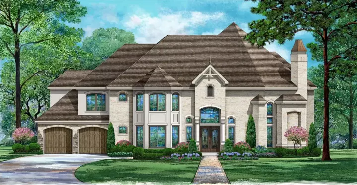 European house plans 63-578 - front exterior, 4,298 sq ft, 4 bed, 4 bath house plans | Monster House Plans