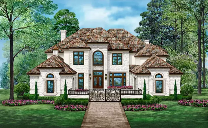 Mediterranean house plans 63-656 - front exterior, 6,376 sq ft, 5 bed, 6 bath house plans | Monster House Plans