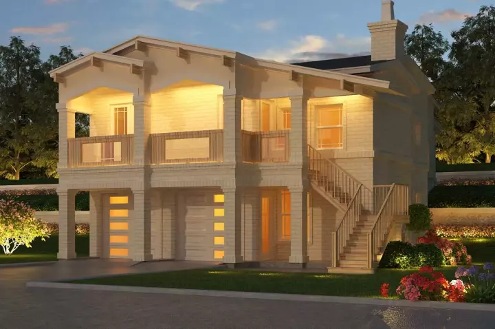 Contemporary house plans 63-657 - front exterior, 2,159 sq ft, 3 bed, 2 bath house plans | Monster House Plans