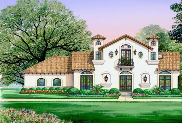 Italian house plans 63-664 - front exterior, 2,845 sq ft, 4 bed, 4 bath house plans | Monster House Plans