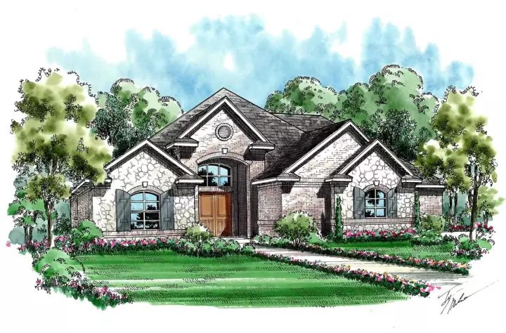 European house plans 63-672 - front exterior, 3,078 sq ft, 4 bed, 4 bath house plans | Monster House Plans