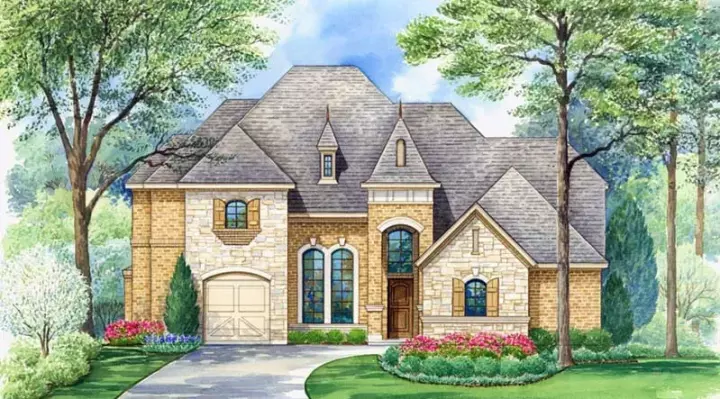 European house plans 63-679 - front exterior, 4,198 sq ft, 4 bed, 3 bath house plans | Monster House Plans