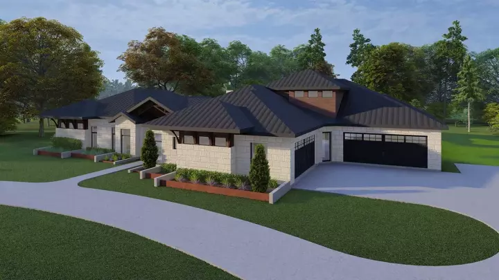 Contemporary house plans 63-713 - front exterior, 4,768 sq ft, 5 bed, 5 bath house plans | Monster House Plans