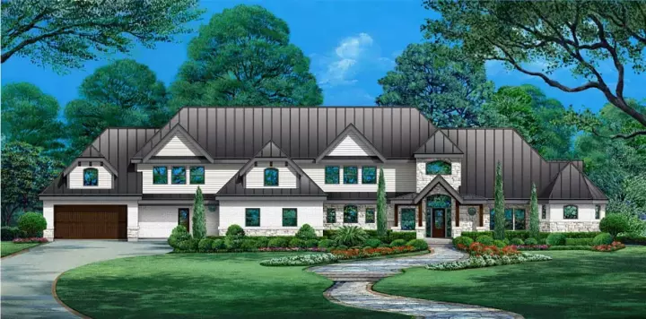 European house plans 63-714 - front exterior, 5,487 sq ft, 3 bed, 4 bath house plans | Monster House Plans