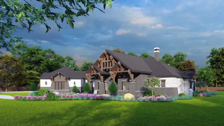 Mountain Rustic house plans 63-715 - front exterior, 2,670 sq ft, 3 bed, 4 bath house plans | Monster House Plans