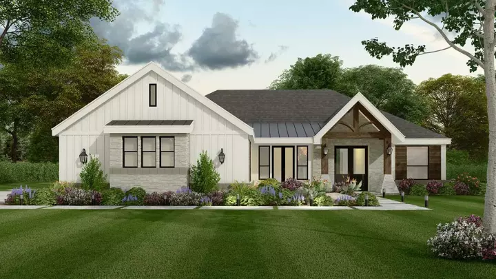 Modern Farmhouse house plans 63-726 - front exterior, 2,294 sq ft, 3 bed, 3 bath house plans | Monster House Plans