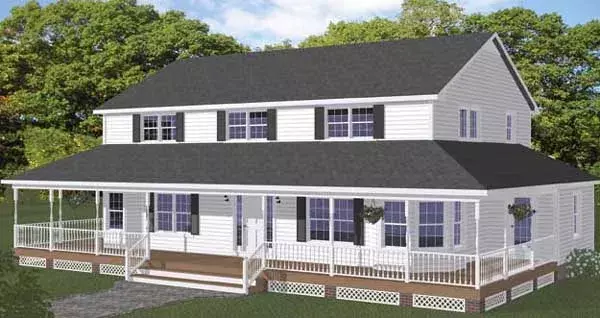 Country house plans 64-105 - front exterior, 3,130 sq ft, 5 bed, 4 bath house plans | Monster House Plans