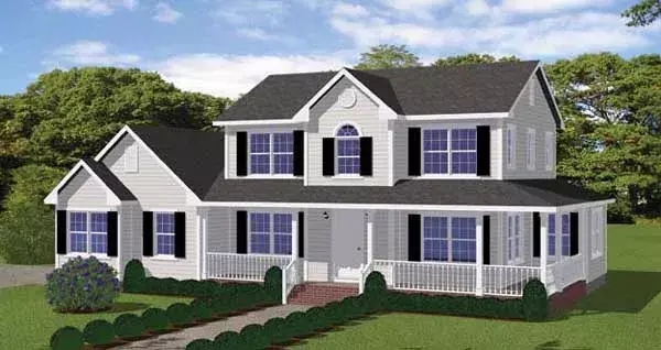 Farmhouse house plans 64-112 - front exterior, 1,841 sq ft, 4 bed, 3 bath house plans | Monster House Plans