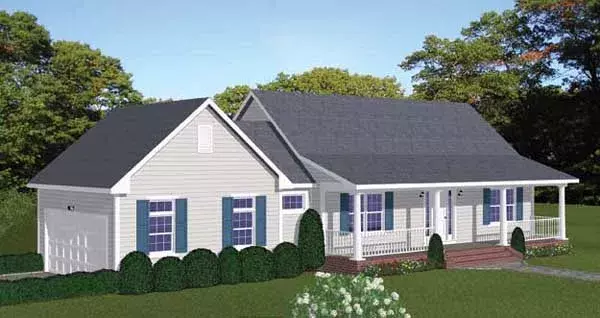 Country house plans 64-124 - front exterior, 1,085 sq ft, 2 bed, 2 bath house plans | Monster House Plans