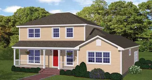 Traditional house plans 64-126 - front exterior, 2,089 sq ft, 4 bed, 3 bath house plans | Monster House Plans