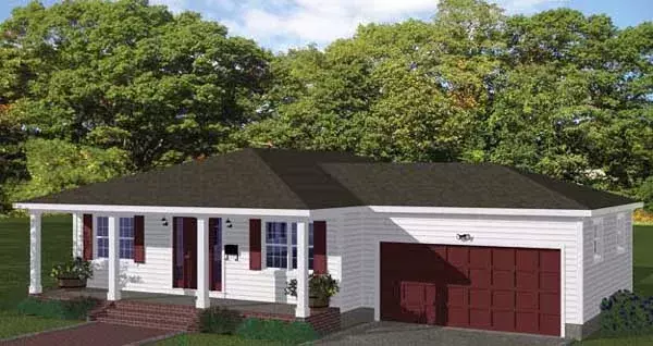 Traditional house plans 64-131 - front exterior, 1,328 sq ft, 3 bed, 2 bath house plans | Monster House Plans