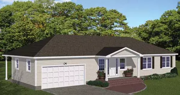Traditional house plans 64-133 - front exterior, 1,508 sq ft, 3 bed, 2 bath house plans | Monster House Plans