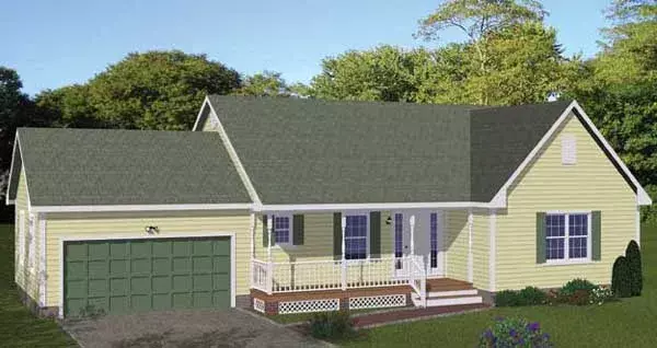 Country house plans 64-143 - front exterior, 1,294 sq ft, 3 bed, 2 bath house plans | Monster House Plans