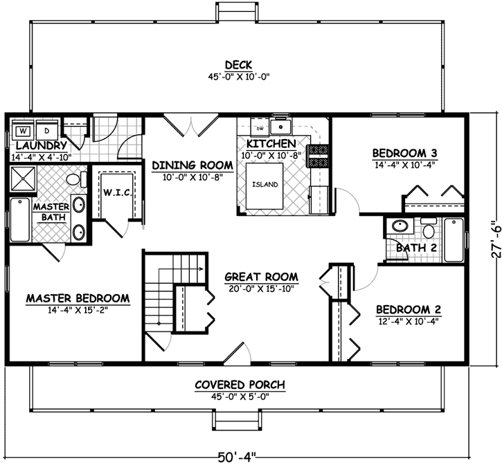 Southern Style Home Design 64-144