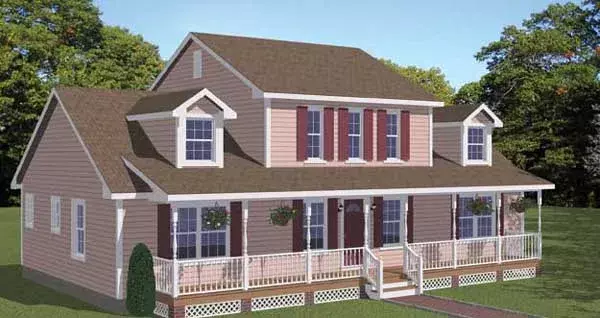 Country house plans 64-145 - front exterior, 1,955 sq ft, 4 bed, 3 bath house plans | Monster House Plans