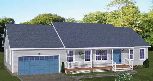 Traditional house plans 64-147 - front exterior, 1,392 sq ft, 3 bed, 2 bath house plans | Monster House Plans