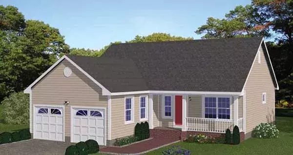 Traditional house plans 64-148 - front exterior, 1,200 sq ft, 3 bed, 2 bath house plans | Monster House Plans