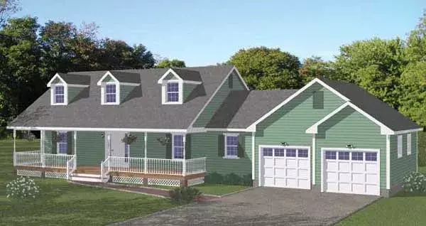 Farmhouse house plans 64-151 - front exterior, 1,370 sq ft, 3 bed, 2 bath house plans | Monster House Plans