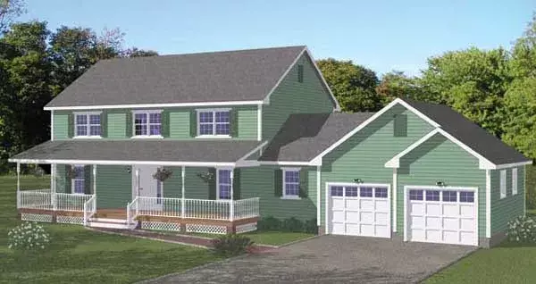 Traditional house plans 64-152 - front exterior, 2,525 sq ft, 5 bed, 4 bath house plans | Monster House Plans