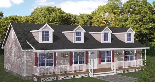 Country house plans 64-171 - front exterior, 1,538 sq ft, 3 bed, 2 bath house plans | Monster House Plans