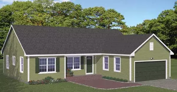 Traditional house plans 64-172 - front exterior, 1,380 sq ft, 3 bed, 2 bath house plans | Monster House Plans