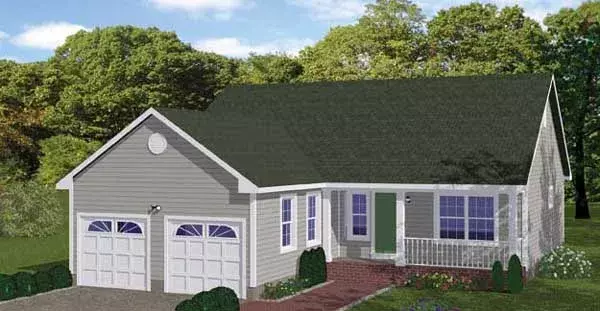 Traditional house plans 64-186 - front exterior, 1,200 sq ft, 3 bed, 2 bath house plans | Monster House Plans